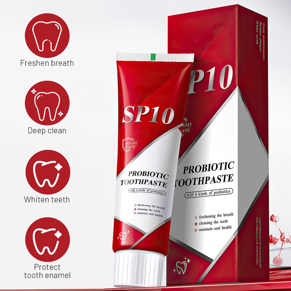 Close-up of SP-10 toothpaste tube label