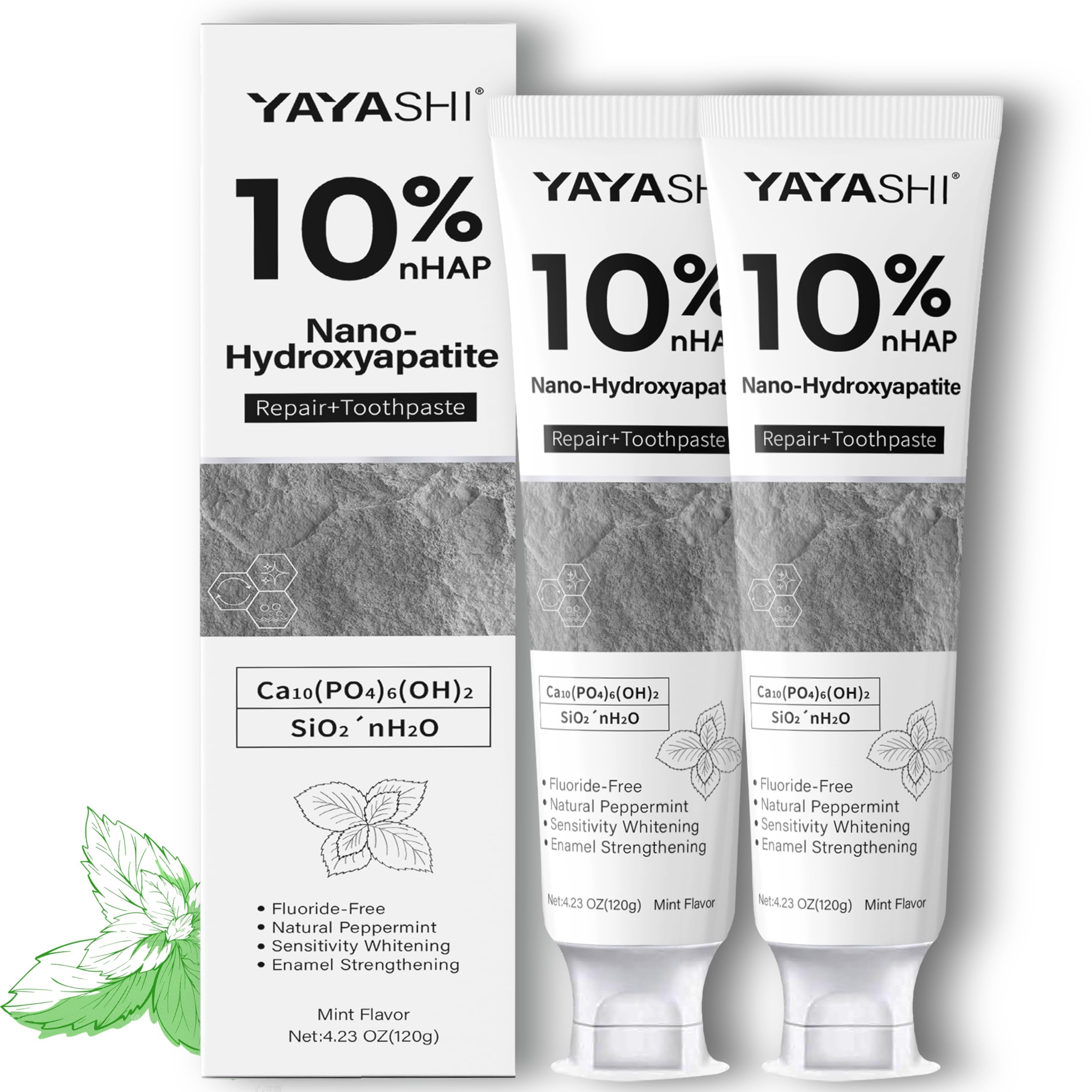 Two 4.23oz hydroxyapatite toothpaste tubes in a 2-pack