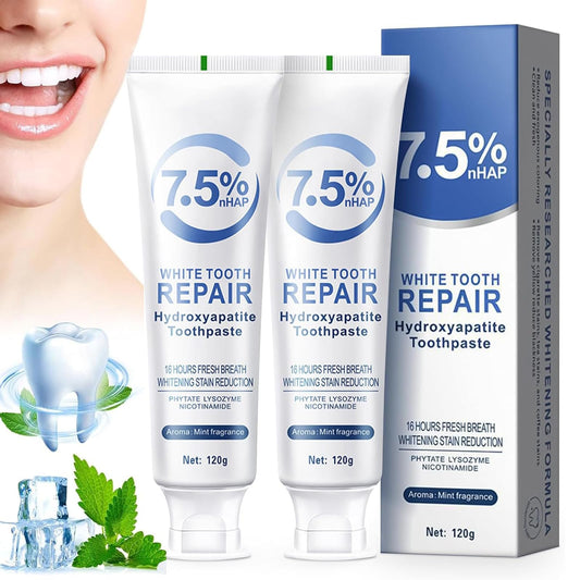 Two hydroxyapatite toothpaste tubes in one box