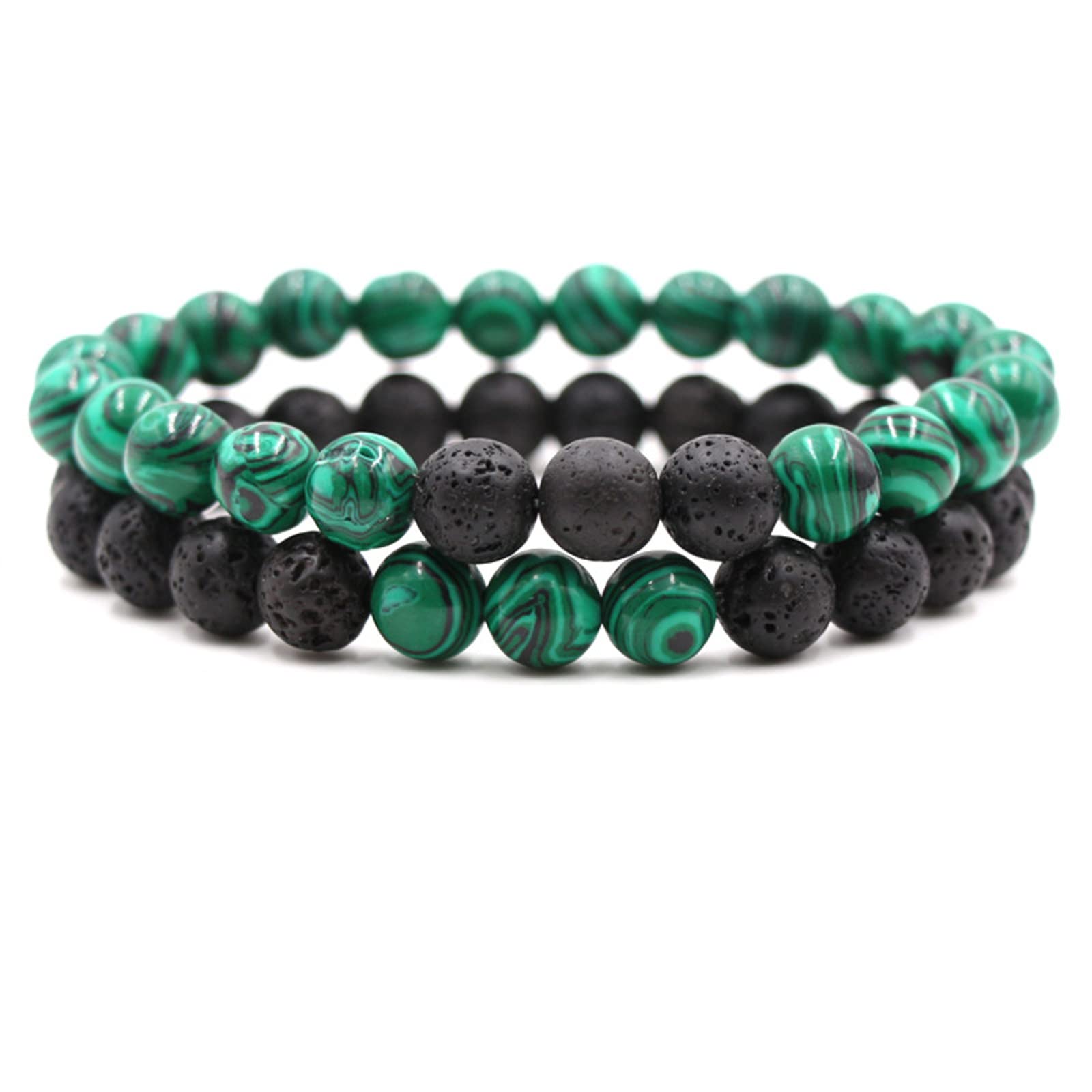2Pcs Matte Lava Rock Bracelet Essential Oil Diffuser Stone for Men and Women