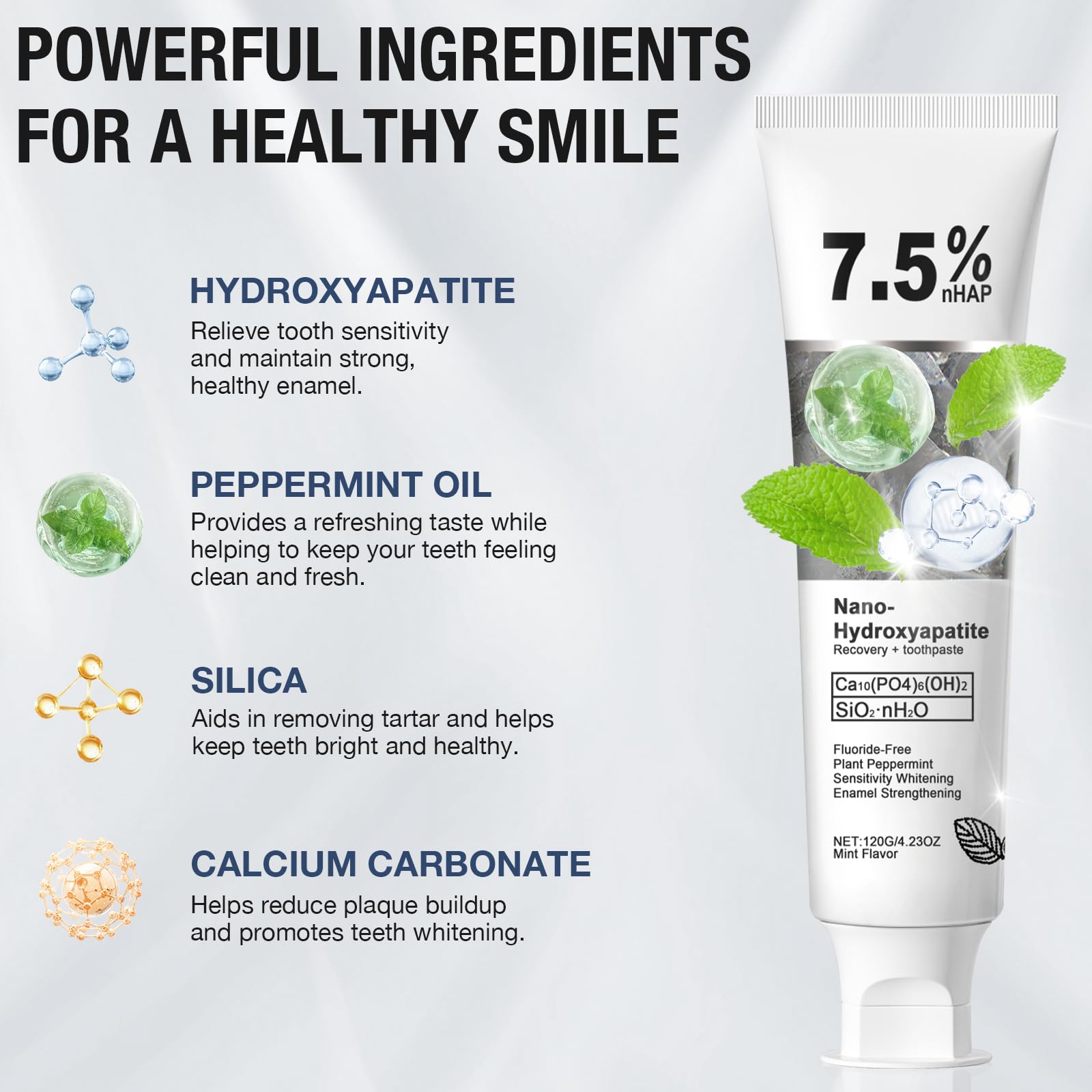 Fluoride-free toothpaste label close-up
