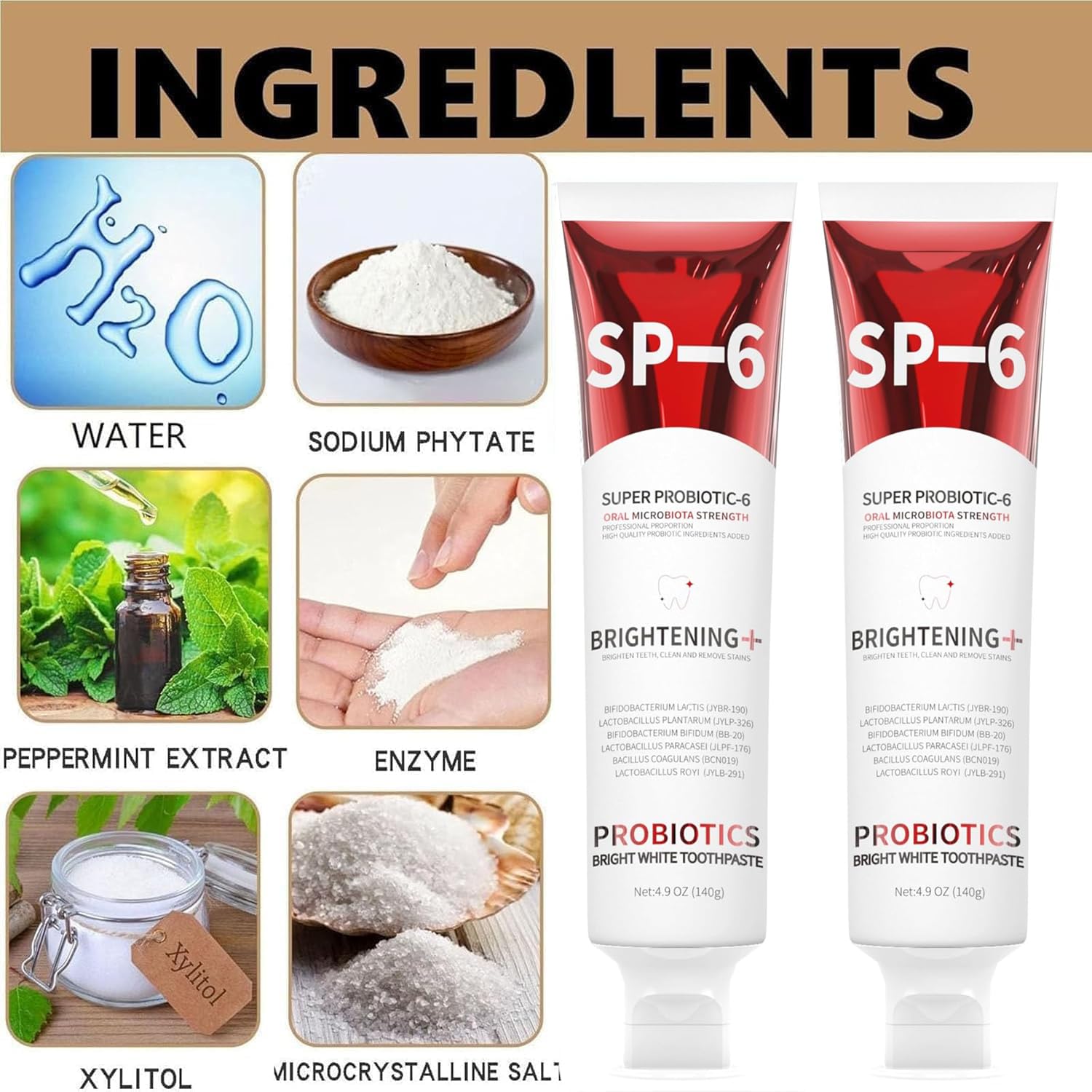 Packaging box and tubes for 2PCS-SP-6 whitening toothpaste