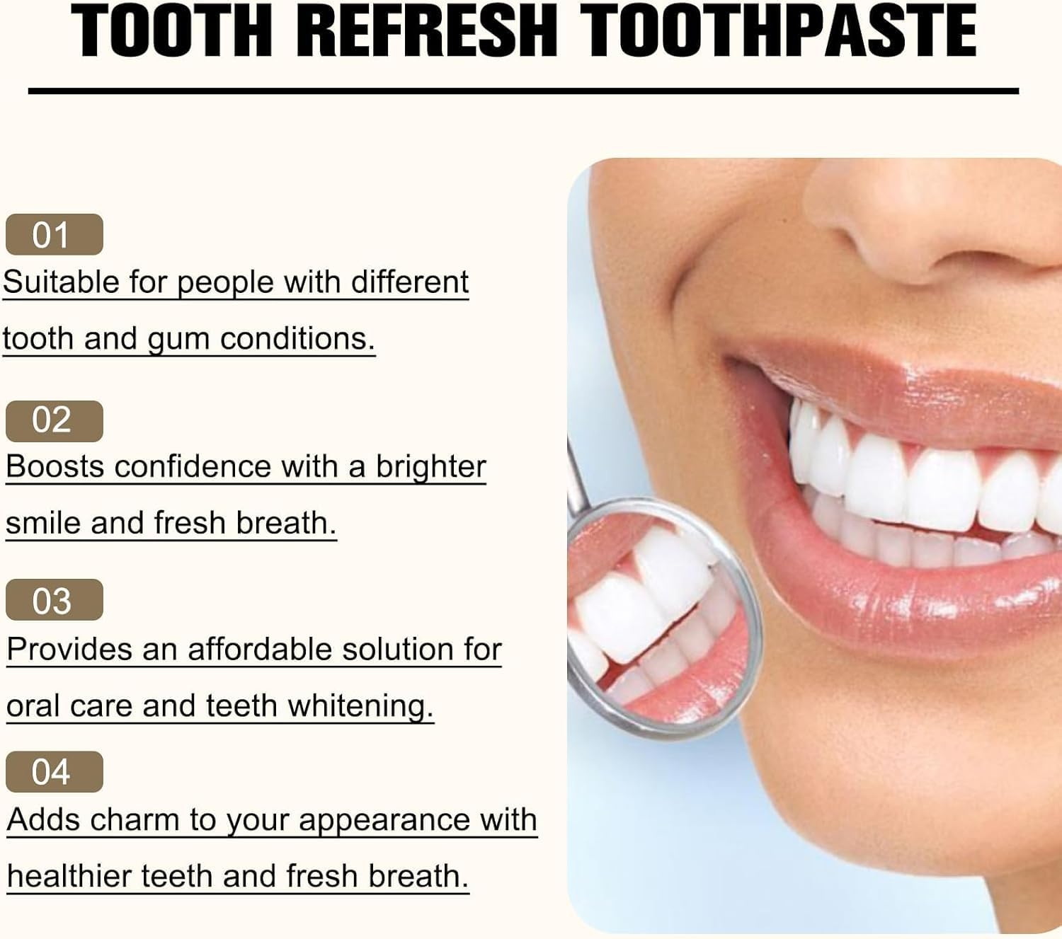 Natural ingredients highlighted on Tooth Refresh toothpaste packaging