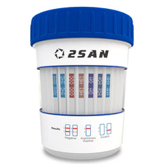 Front view of 2San 7-panel drug test cup for at-home use