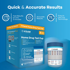 2San drug test cup with secure lid ready for sample collection