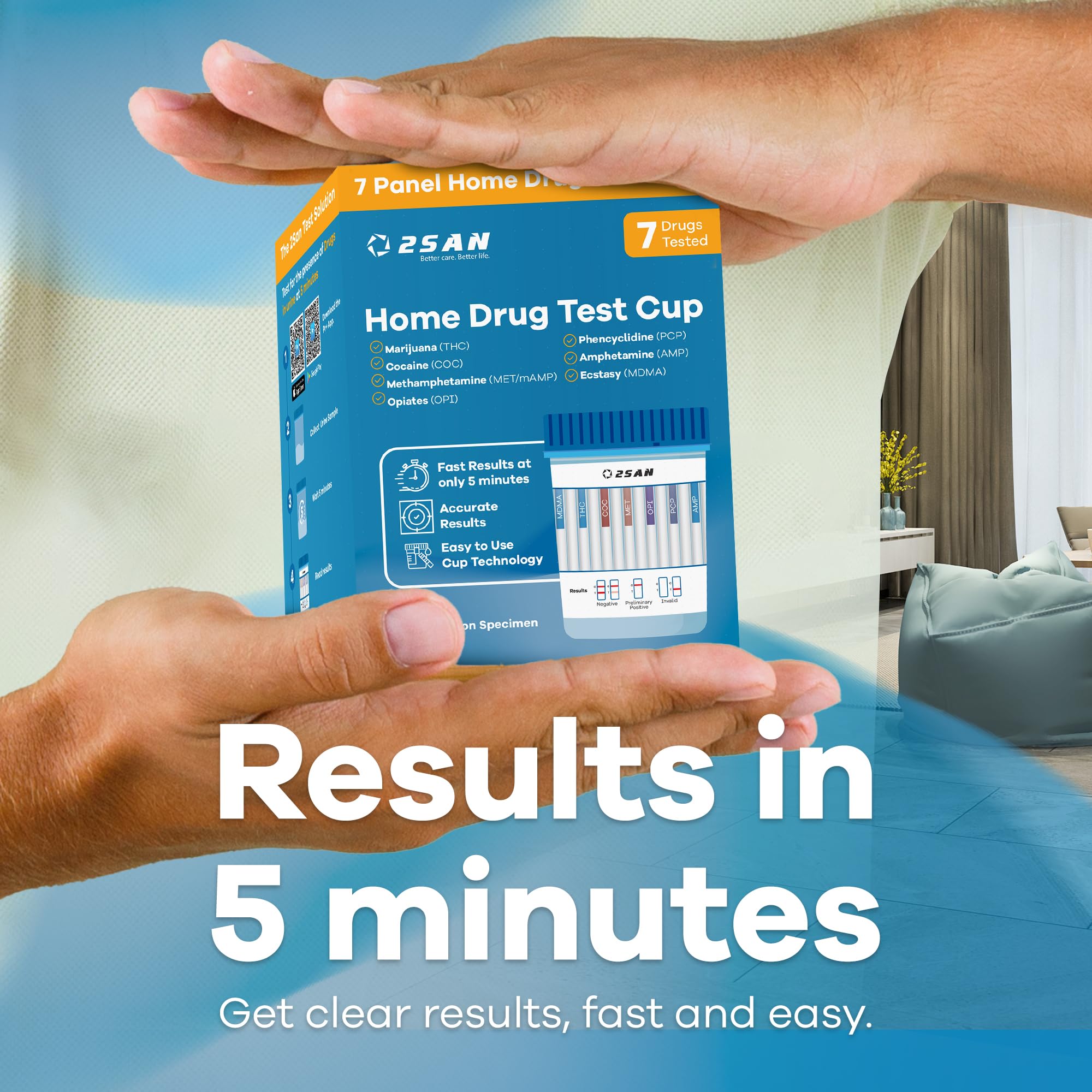 Clear sample collection area with easy-to-read results