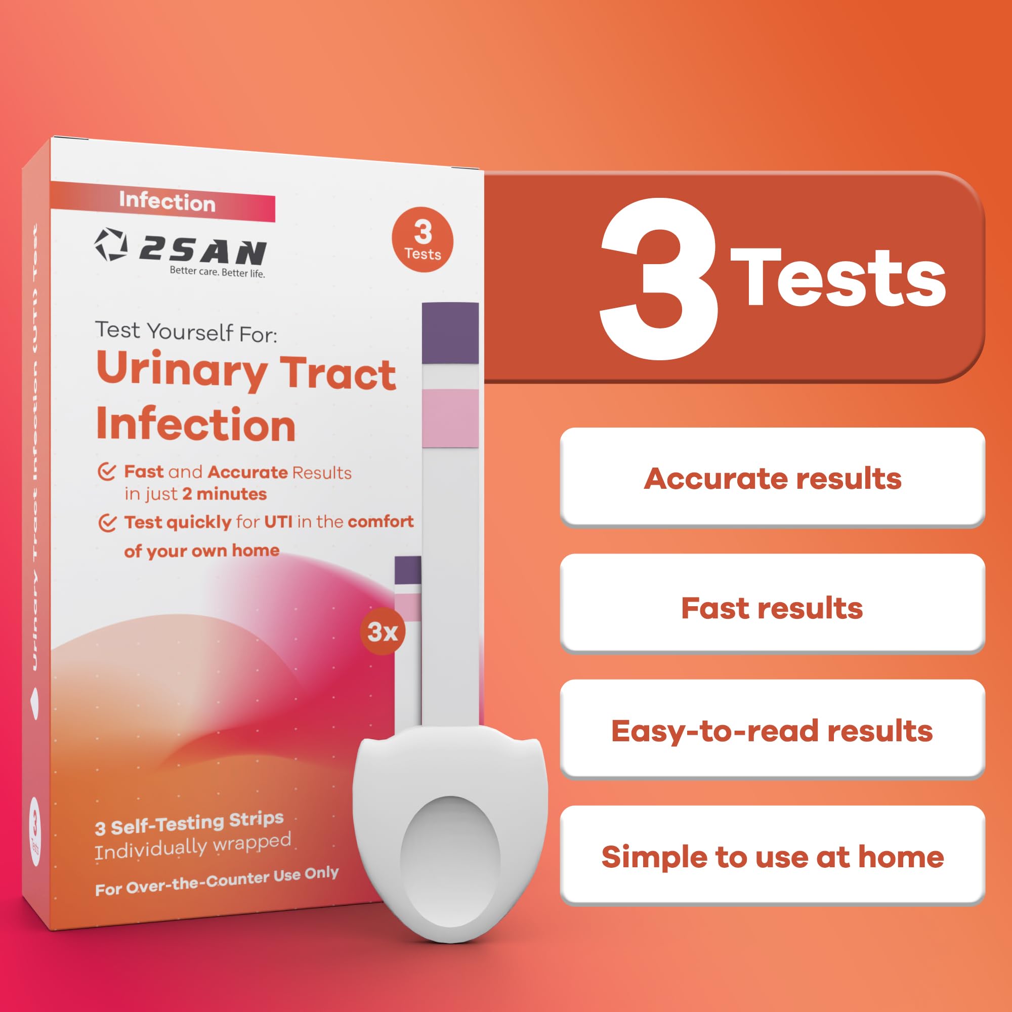 High-contrast color chart on UTI test strip