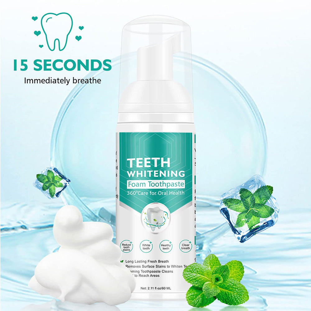 Packaging showing 2 x Foam Whitening Toothpaste