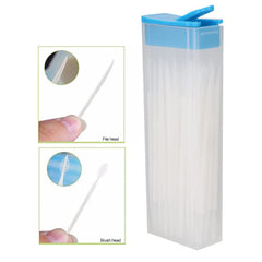Interdental brush pack opened showing bristles