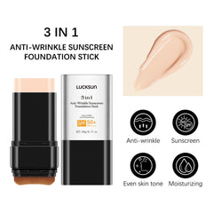 3-in-1 foundation stick swatch demonstrates buildable coverage