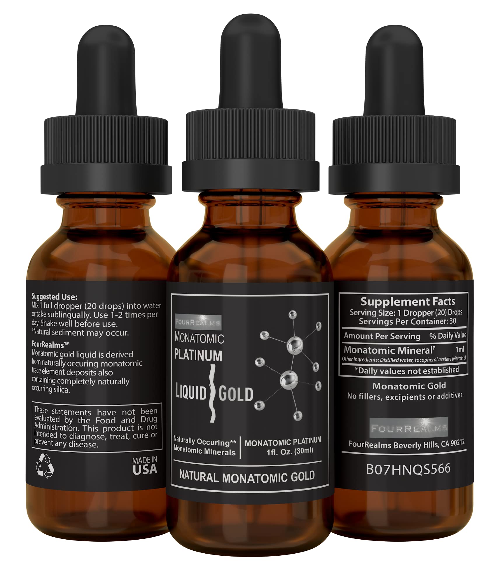 3 Leaf Naturals Mono-Atomic ORMUS Platinum 1oz bottle