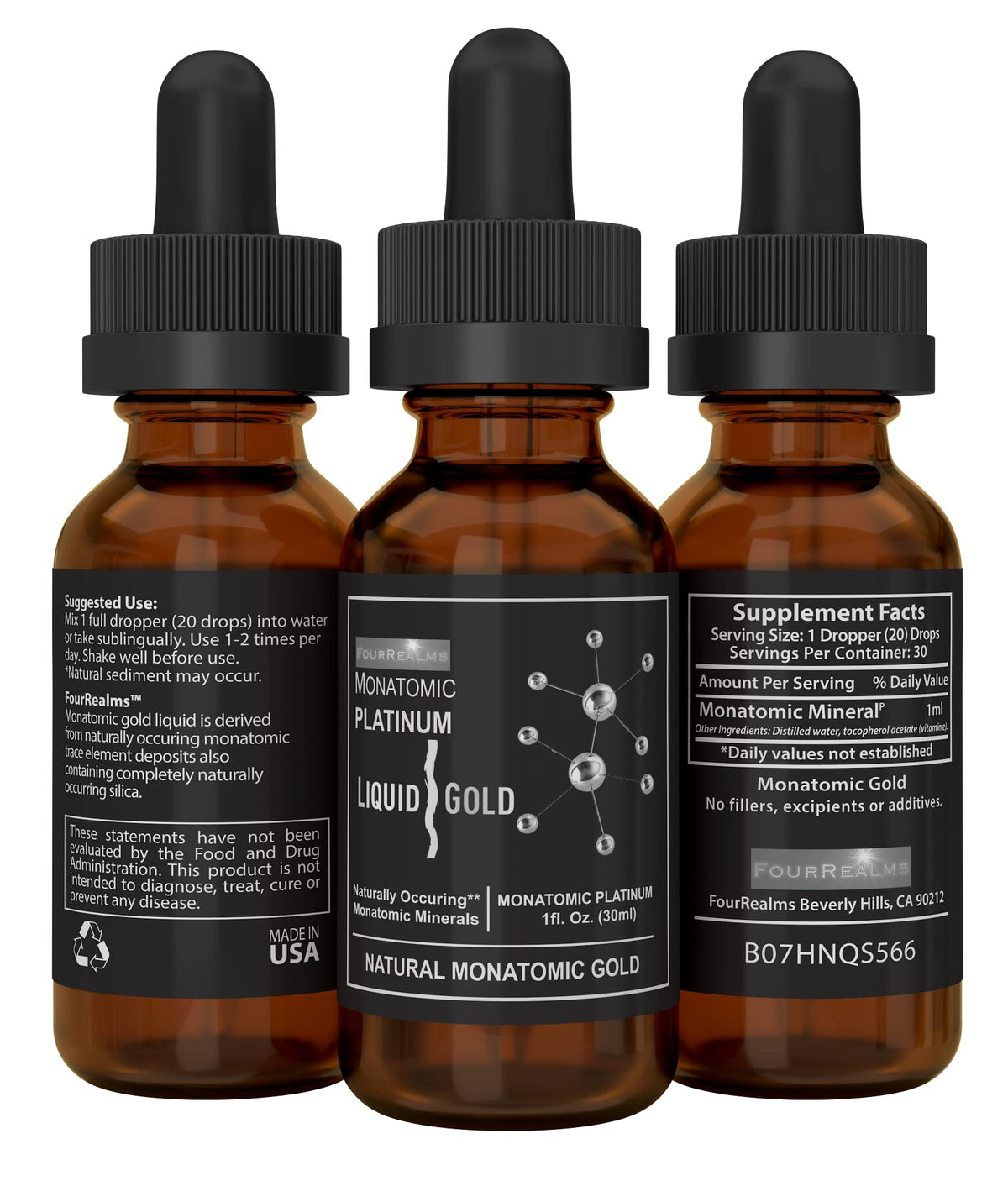 3 Leaf Naturals Mono-Atomic ORMUS Platinum 1oz bottle