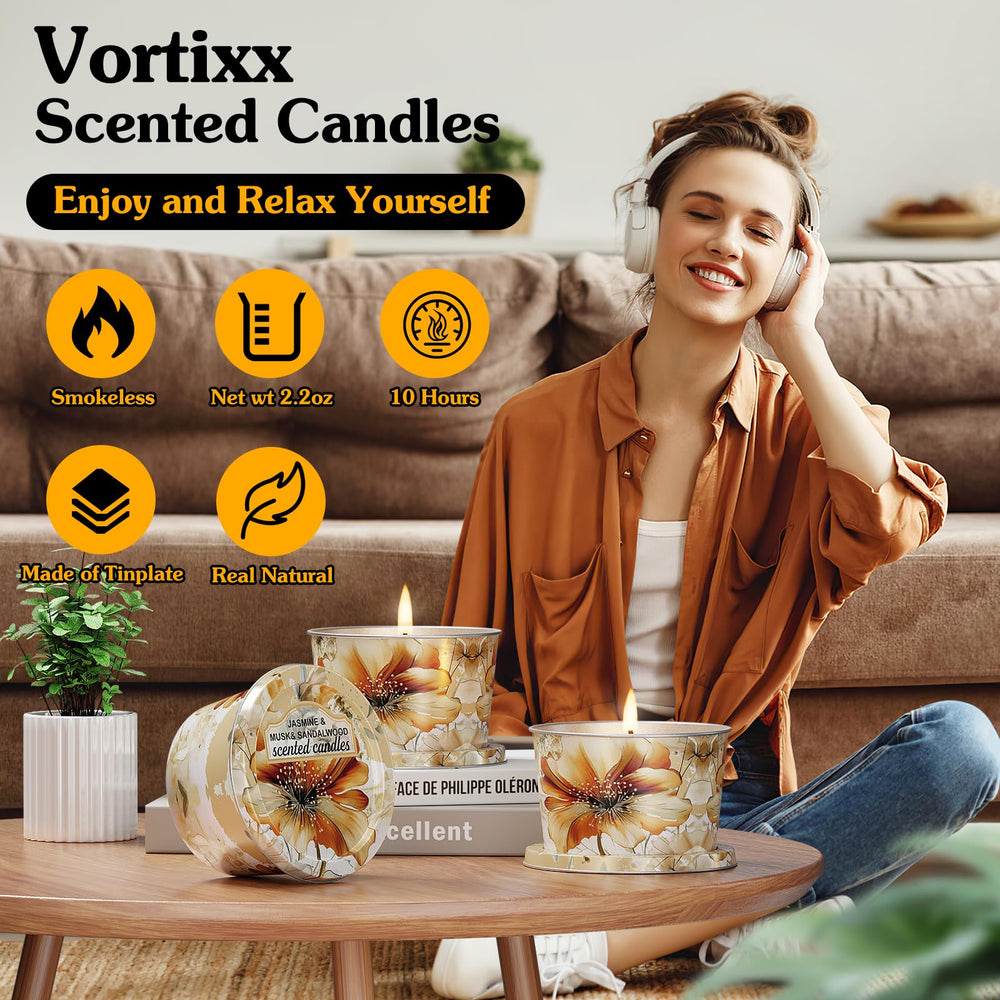 Gift-ready tin candle in vibrant packaging