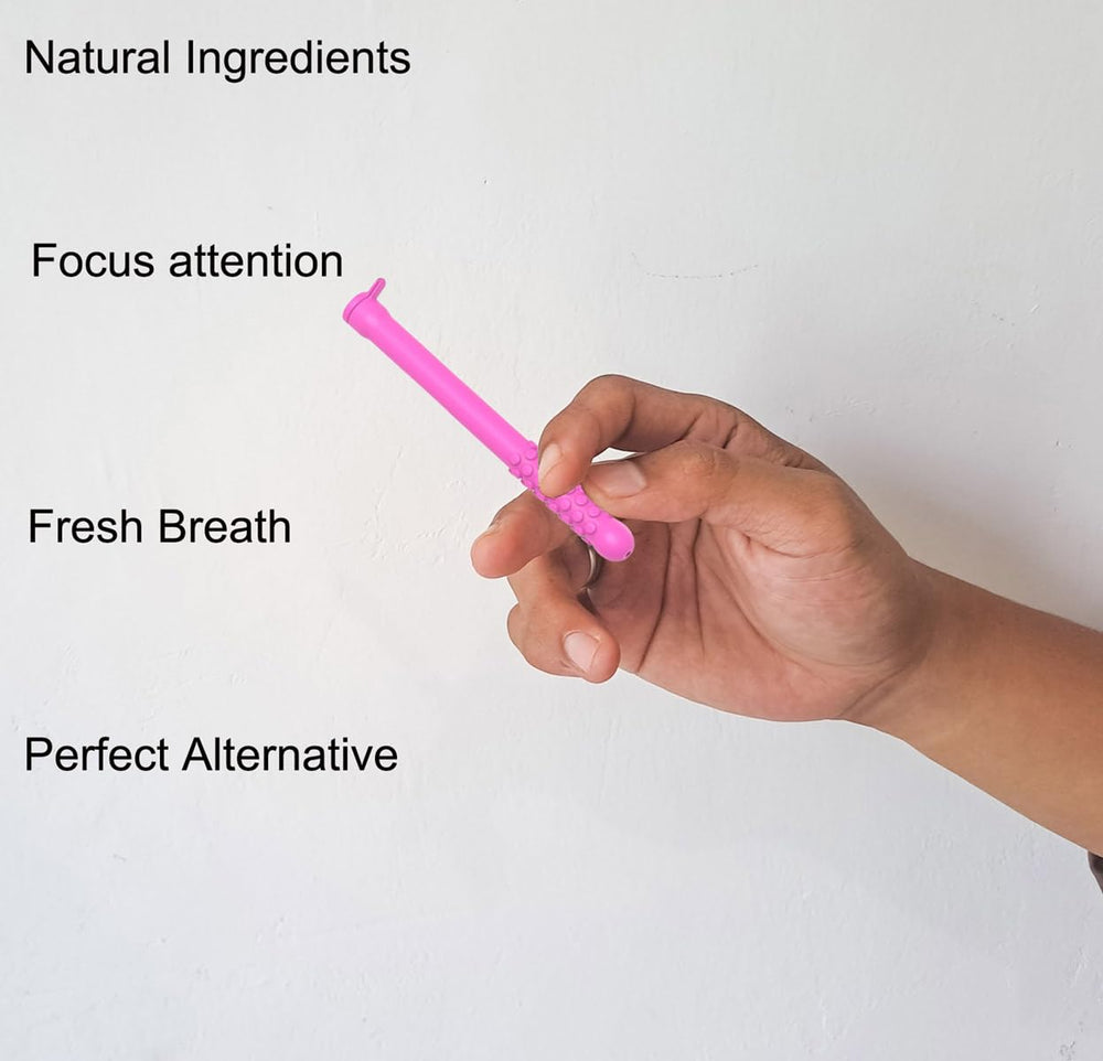 Chewable breath sticks in use for fresh breath on the go