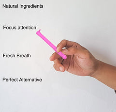 Chewable breath sticks in use for fresh breath on the go