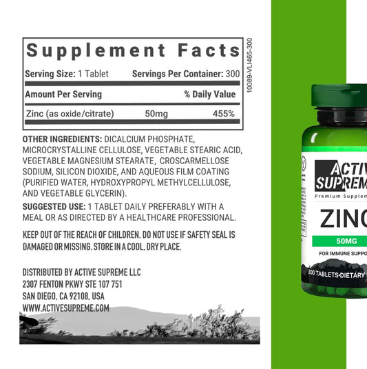 Back view of 3-pack Zinc Citrate 50 mg packaging showing details