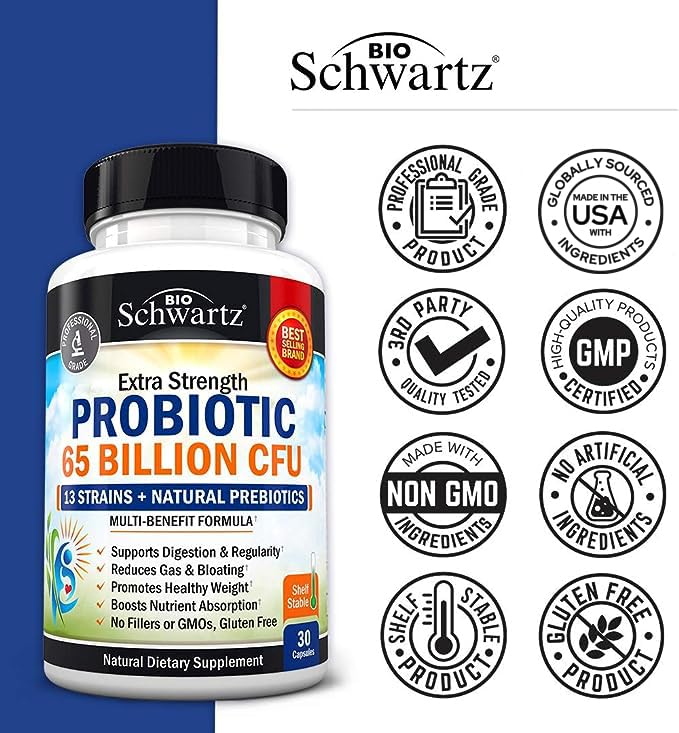 Close-up of the 30-count probiotic bottle