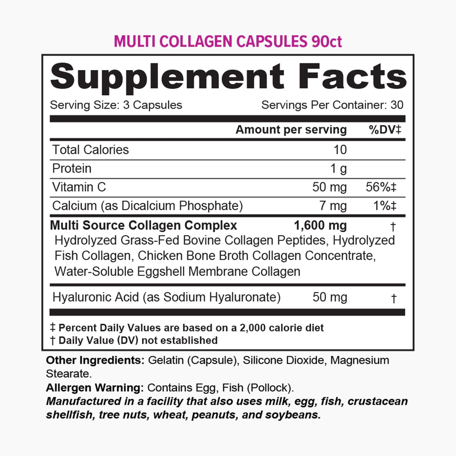 Label showing 30 servings