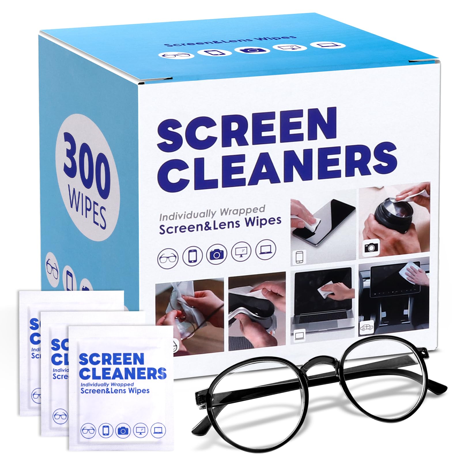 300-piece cleaning wipes for glasses