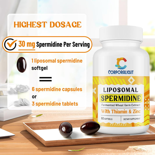 Two spermidine softgels showing 30mg per capsule