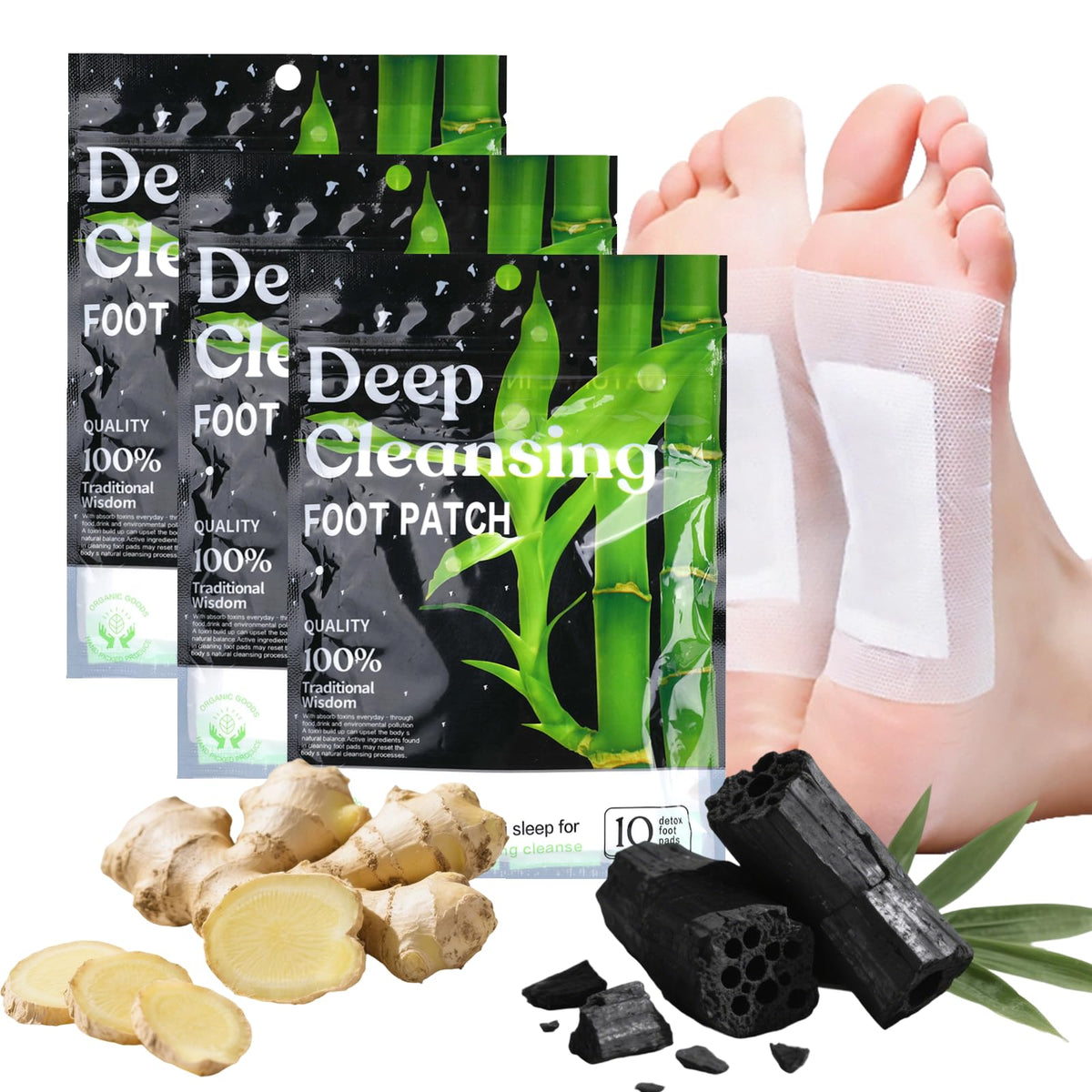 Box of 30 Bamboo Ginger Foot Pads
