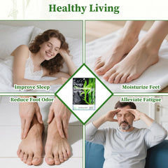 Relaxed sleeper wearing foot pads overnight