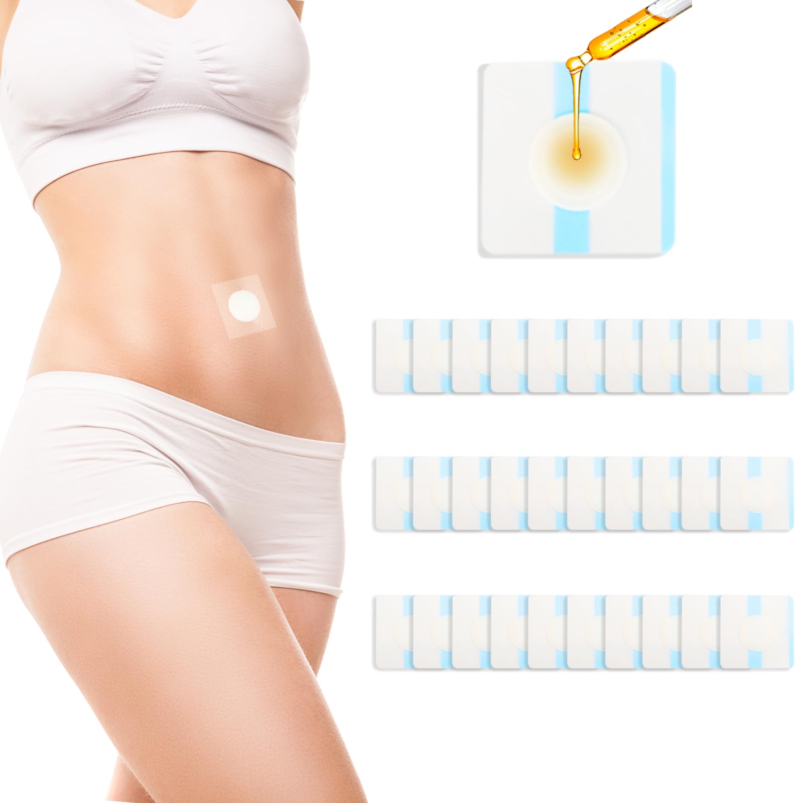 30-piece castor oil patches array for belly button therapy
