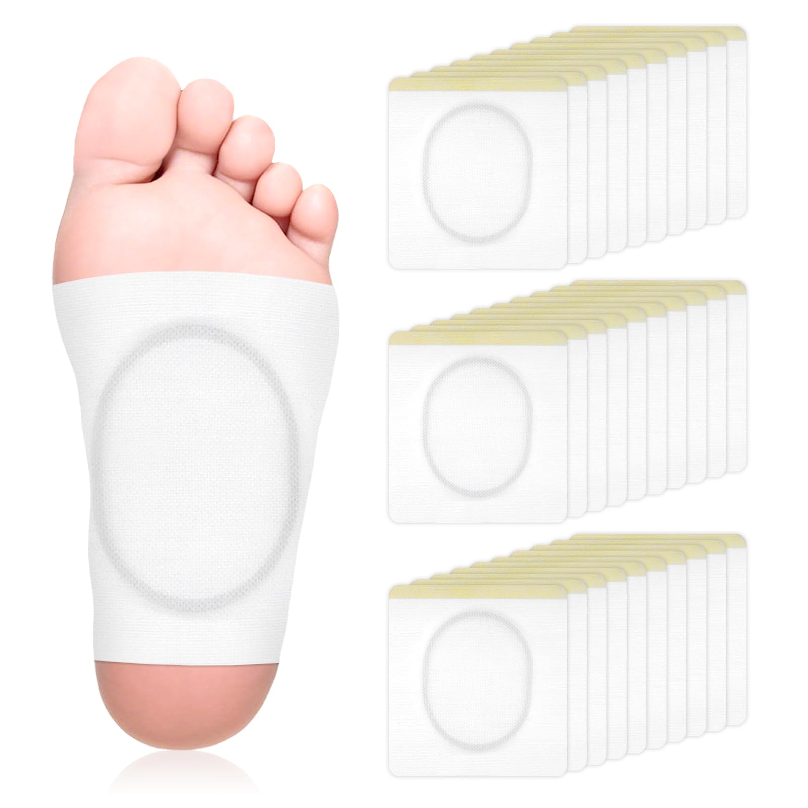 Full 30-pack of white disposable castor oil patches