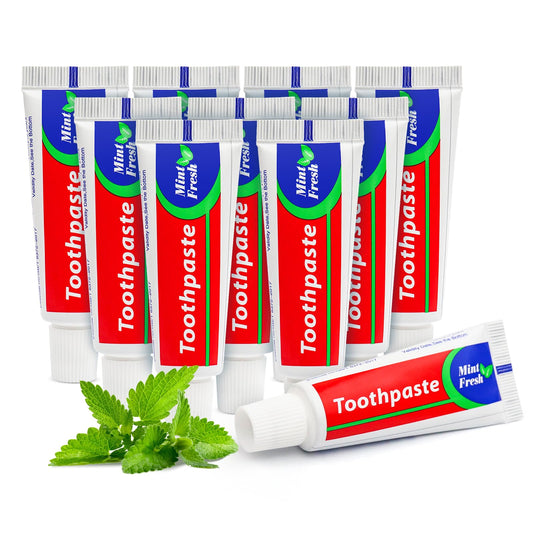 Bulk pack of 30 travel-size mint toothpaste tubes, individually wrapped