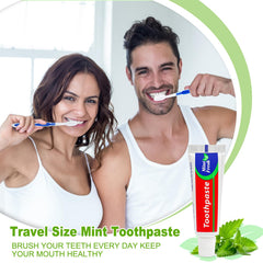 Close-up of sealed mint toothpaste tubes