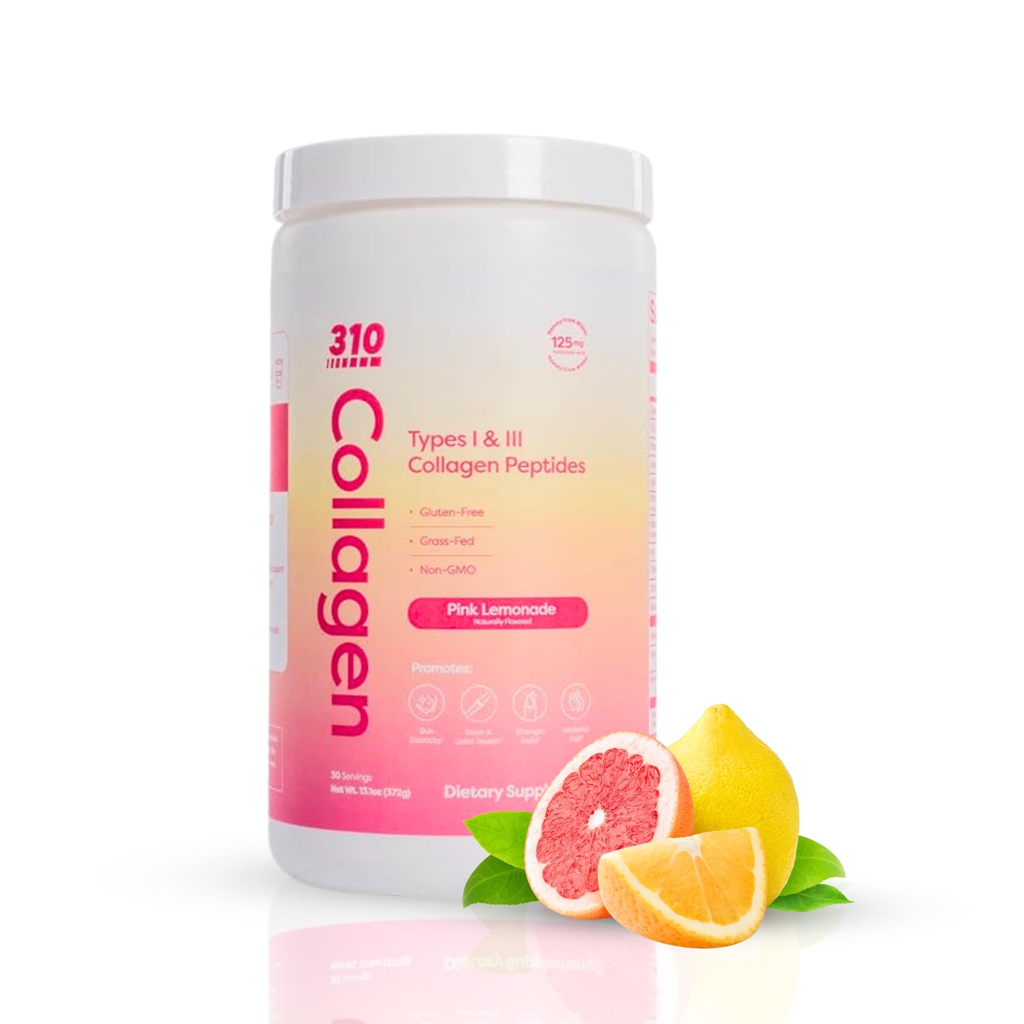 Bottle of 310 Nutrition Hydrolyzed Collagen Peptides Powder in Pink Lemonade