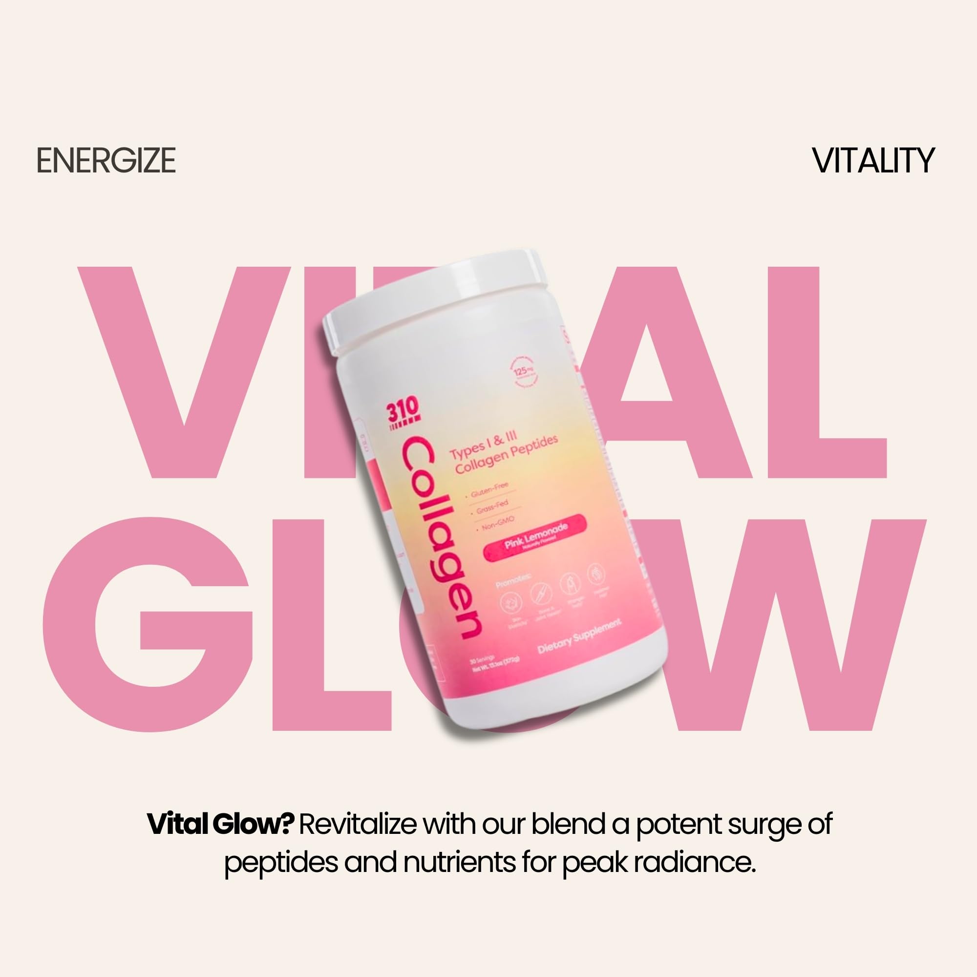 Nutrition facts and serving information for Pink Lemonade collagen