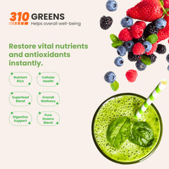 Bottle of 310 Nutrition Organic Superfood Greens Powder Berry flavor