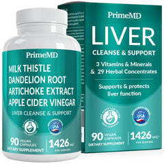 Bottle of 32-in-1 liver support supplement with milk thistle and beetroot