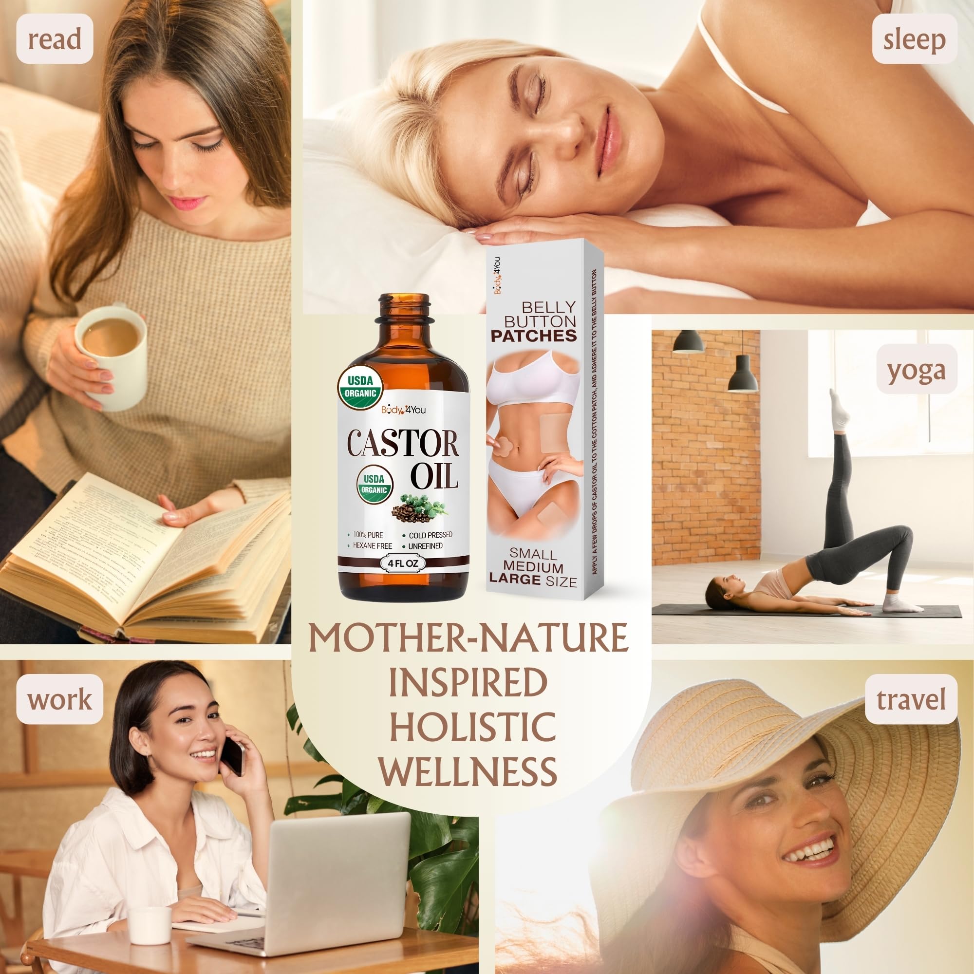 Label shows hexane-free, non-GMO and organic castor oil