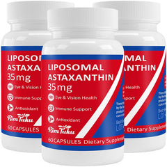 Hero image of 35mg Liposomal Astaxanthin supplement bottle