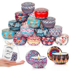 36-pack scented candles gift set with 36 tin jars, thank you cards, and organza bags