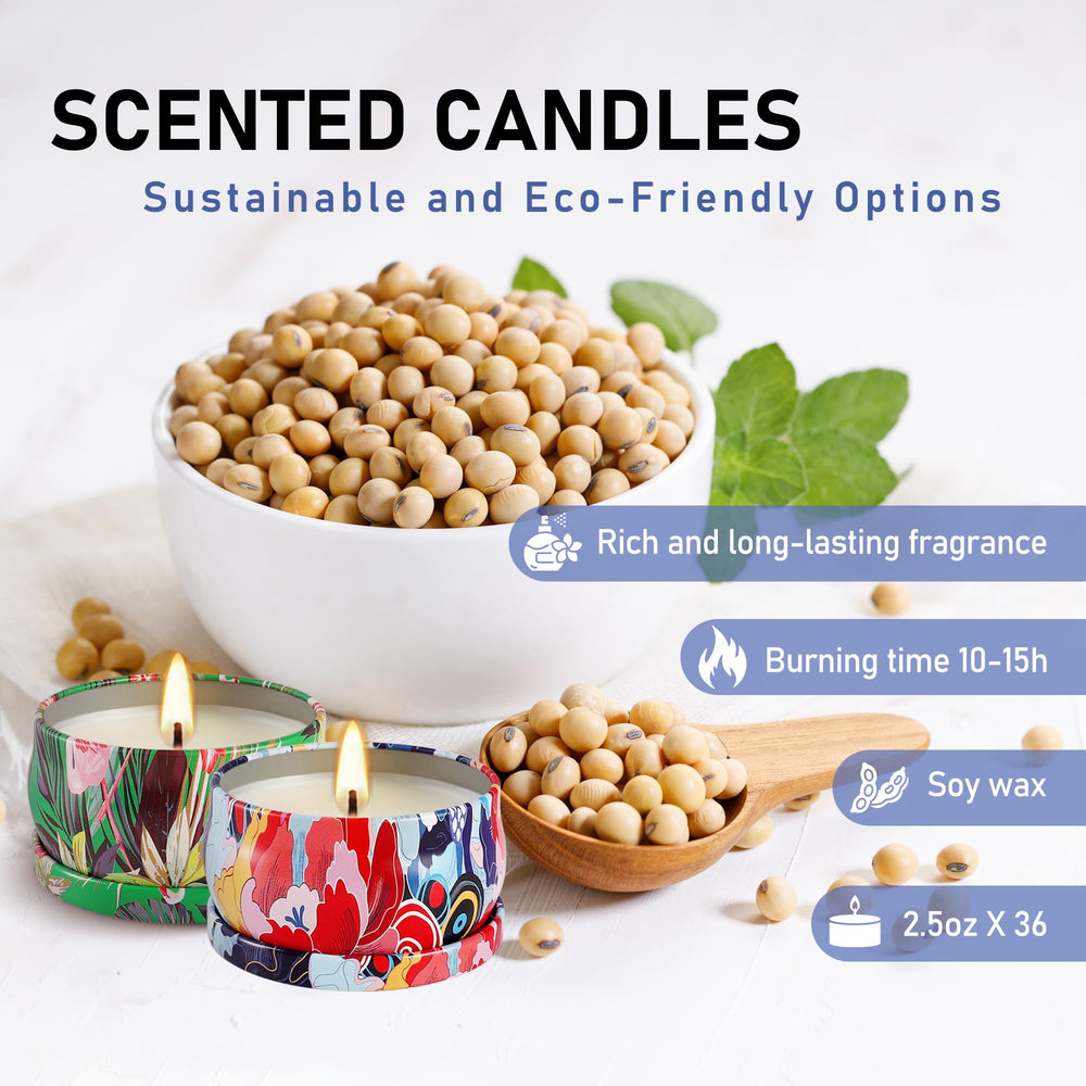 Set of candles showing long burn time of 18-20 hours per candle