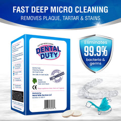 Close-up image of the Dental Duty 36-tablet cleaning kit
