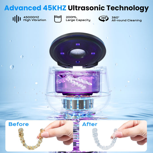 360-degree ultrasonic cleaning action inside the device