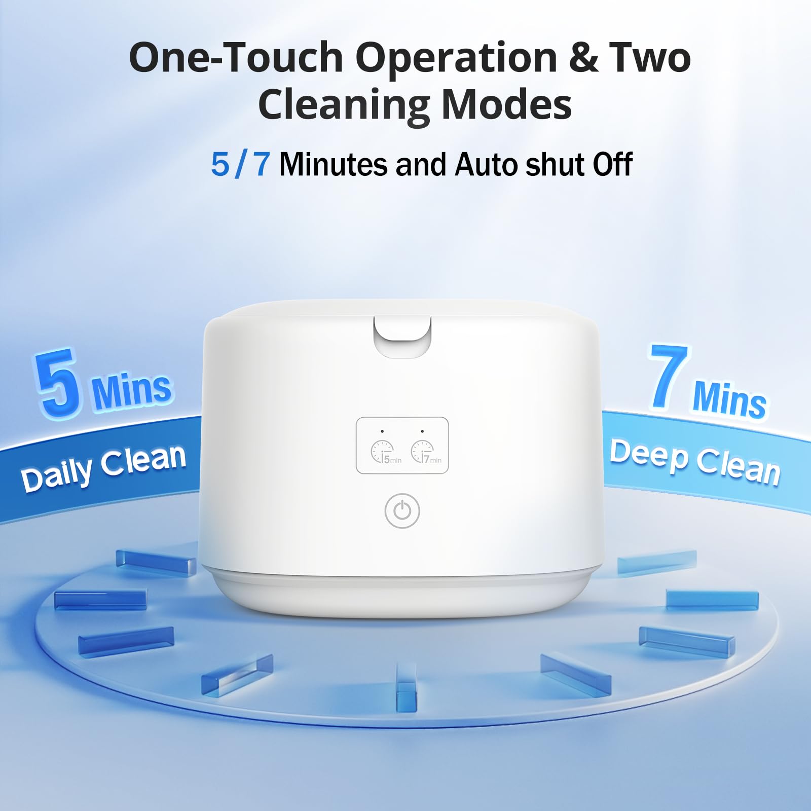 Dentures being cleaned with the device