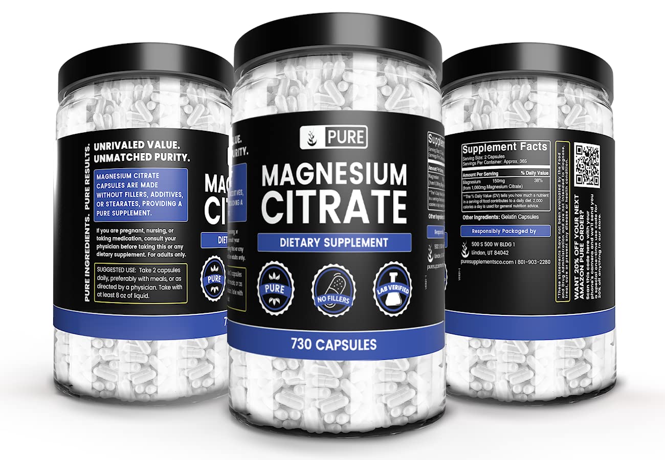365-day supply of magnesium citrate capsules