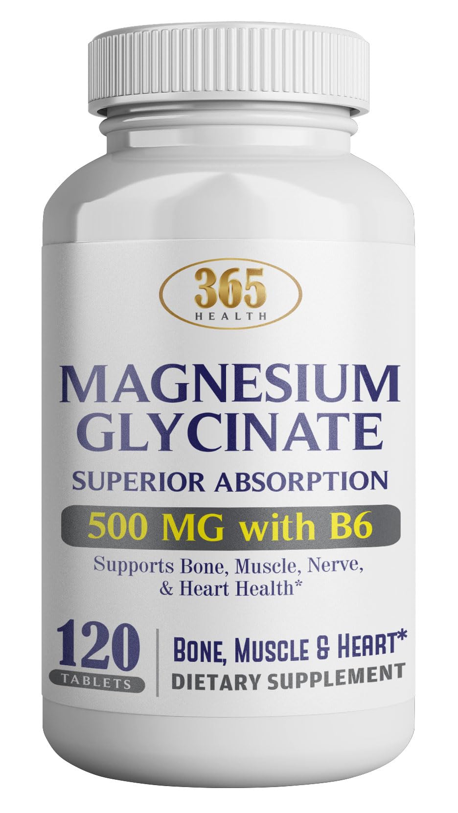 365 Health Magnesium Glycinate 500mg bottle label