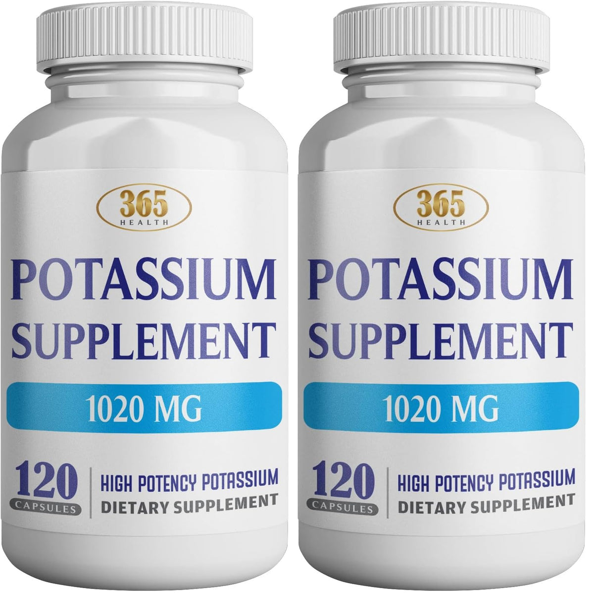 Bottle front view of 365 Health Potassium Supplement 1020 mg (Pack 2)