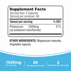 Close-up of 510 mg potassium bicarbonate pills
