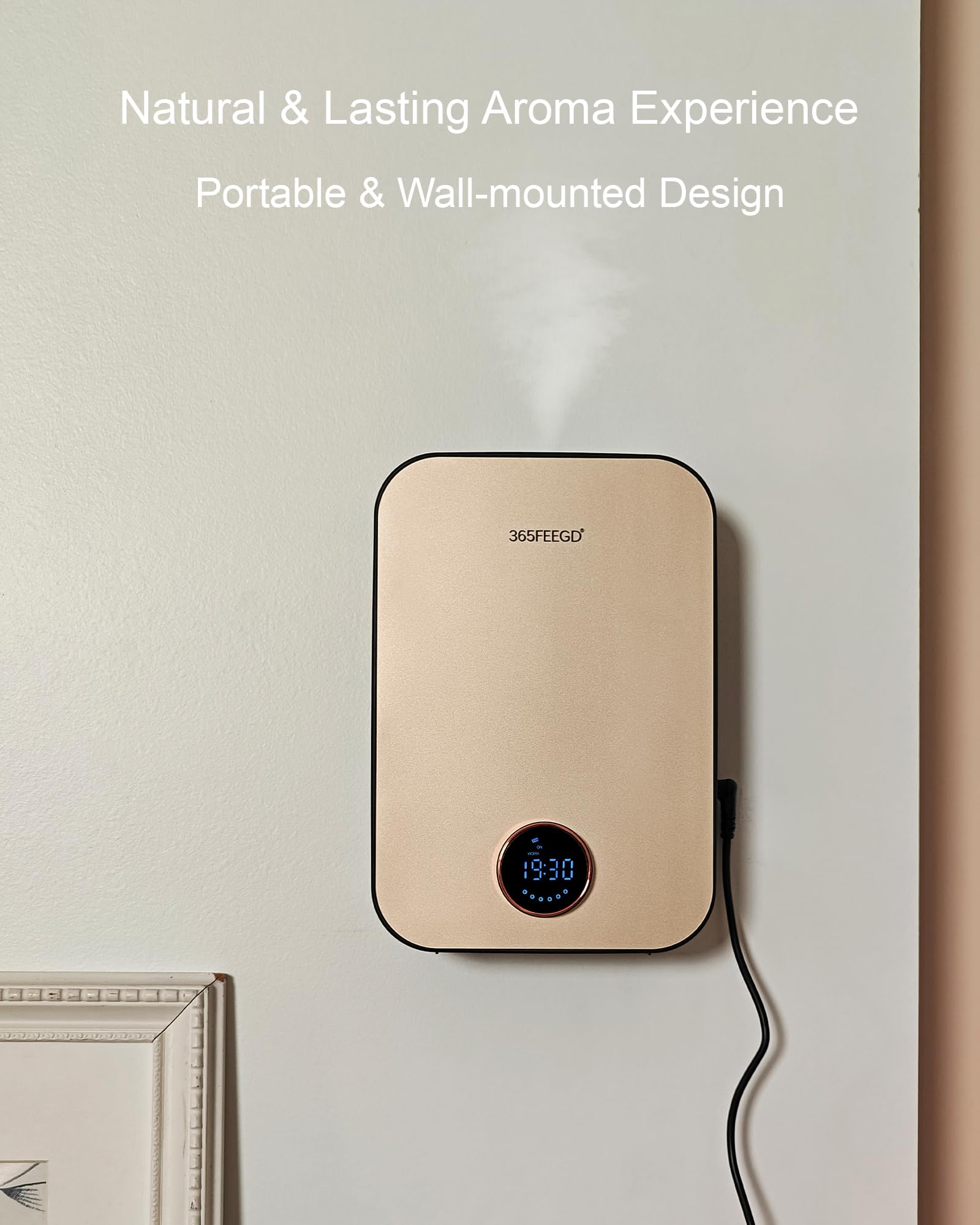 365FEEGD diffuser connected to mobile app for 24/7 customization.