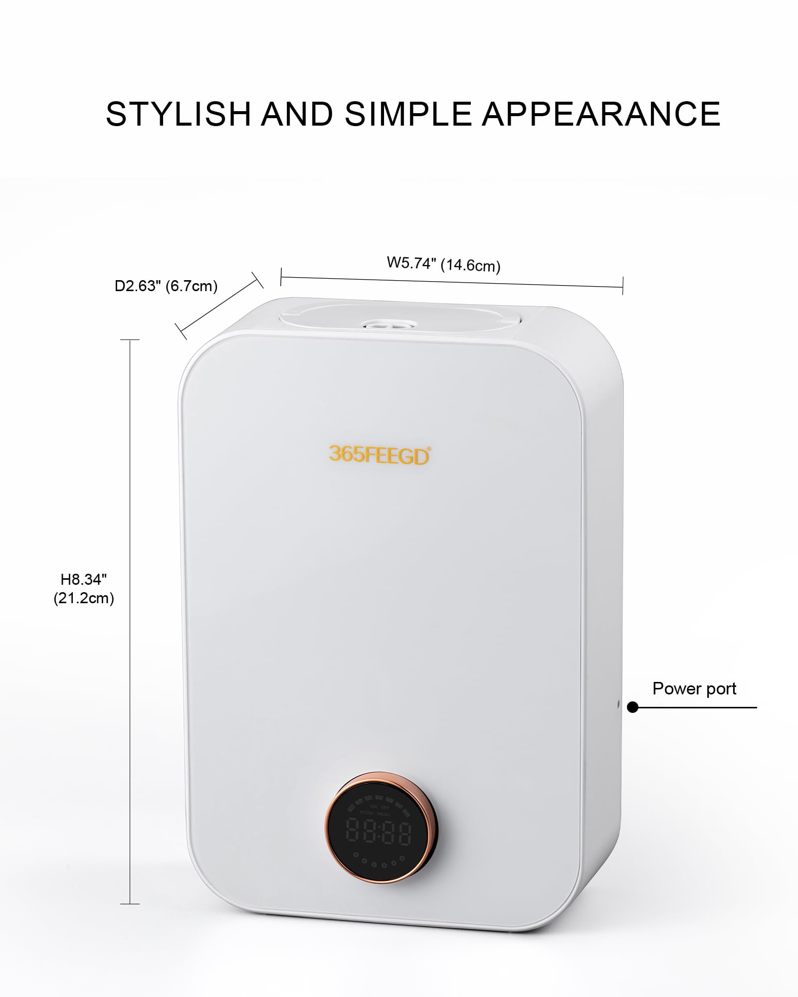 365FEEGD Home Diffuser white top view highlights 150ml reservoir for extended use