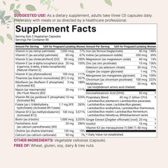 38 nutrients with DHA, choline, probiotics, ginger and inositol