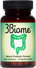 Front view of 3Biome probiotic bottle