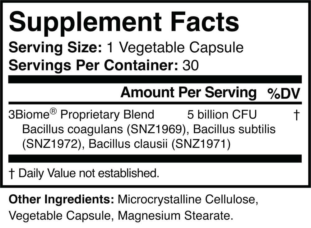 3Biome bottle pouring illustrating easy daily use for gut-friendly wellness